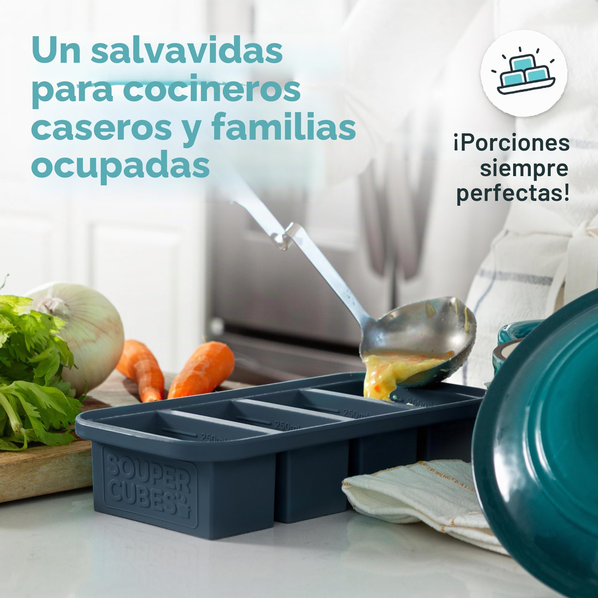 Souper Cubes Moldes de silicona para congelador, contenedor fácil de preparar comidas y solución de almacenamiento de cocina, bandejas de silicona para congelador con tapa para alimentos, sopas,