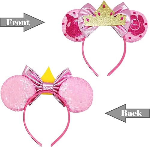 Miniatura 2 de FACHPINT Orejas de ratón, orejas de ratón para mujeres, orejas de ratón para niñas, orejas de hada de flores para vacaciones, parque temático,