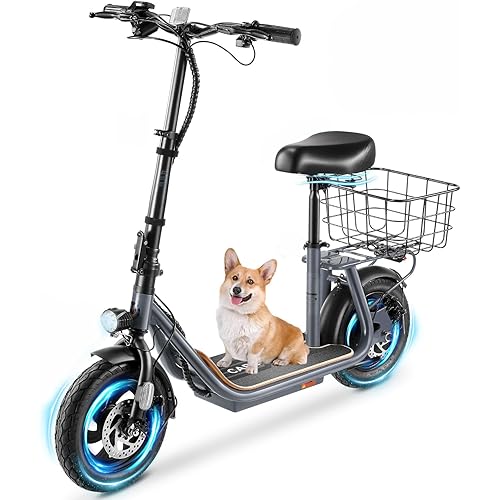 Caroma Peak 1200W Electric Scooter with Seat,30 Miles Max Range,Electric Scooter Adults&Teens,Up to 43MPH Foldable Ebike,Key Start Adjustable E-Bike with Kid Seat,Commuter Escooter,Classic Black