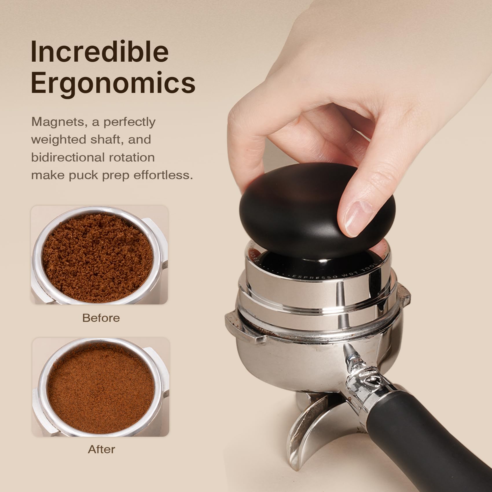 TIMEMORE Zestaw tamperów do espresso 58,4 mm z narzędziem WDT, tamperem samopoziomującym i dystrybutorem grawitacyjnym do profesjonalnego przygotowywania kawy – wersja metalowa