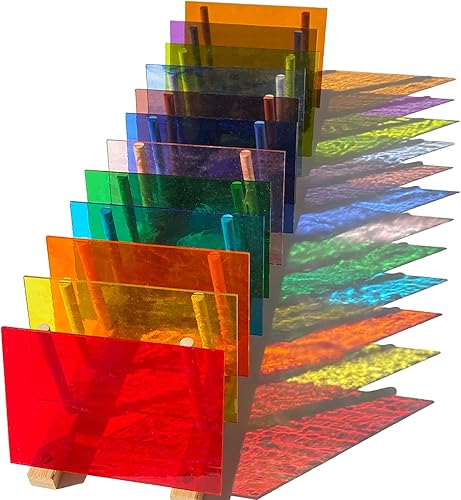 Miniatura 5 de ILLUCKAI 12 hojas de vidrieras transparentes arcoíris de 4 x 6 pulgadas, suministros de vidrio de arte catedral para proyectos de vidrieras y
