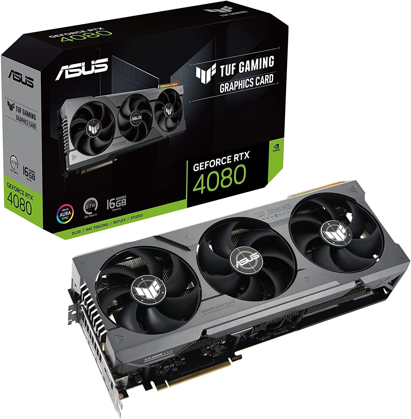 ASUS TUF Gaming NVIDIA GeForce RTX 4080 Scheda Grafica Gaming, OpenGL 4.6, 16 GB GDDR6X, PCIe 4.0, HDMI 2.1a, DisplayPort 1.4a, GPU Tweak III, Nero ASUS TUF Gaming NVIDIA GeForce RTX 4080 Scheda Grafica Gaming, OpenGL 4.6, 16 GB GDDR6X, PCIe 4.0, HDMI 2.1a, DisplayPort 1.4a, GPU Tweak III, Nero