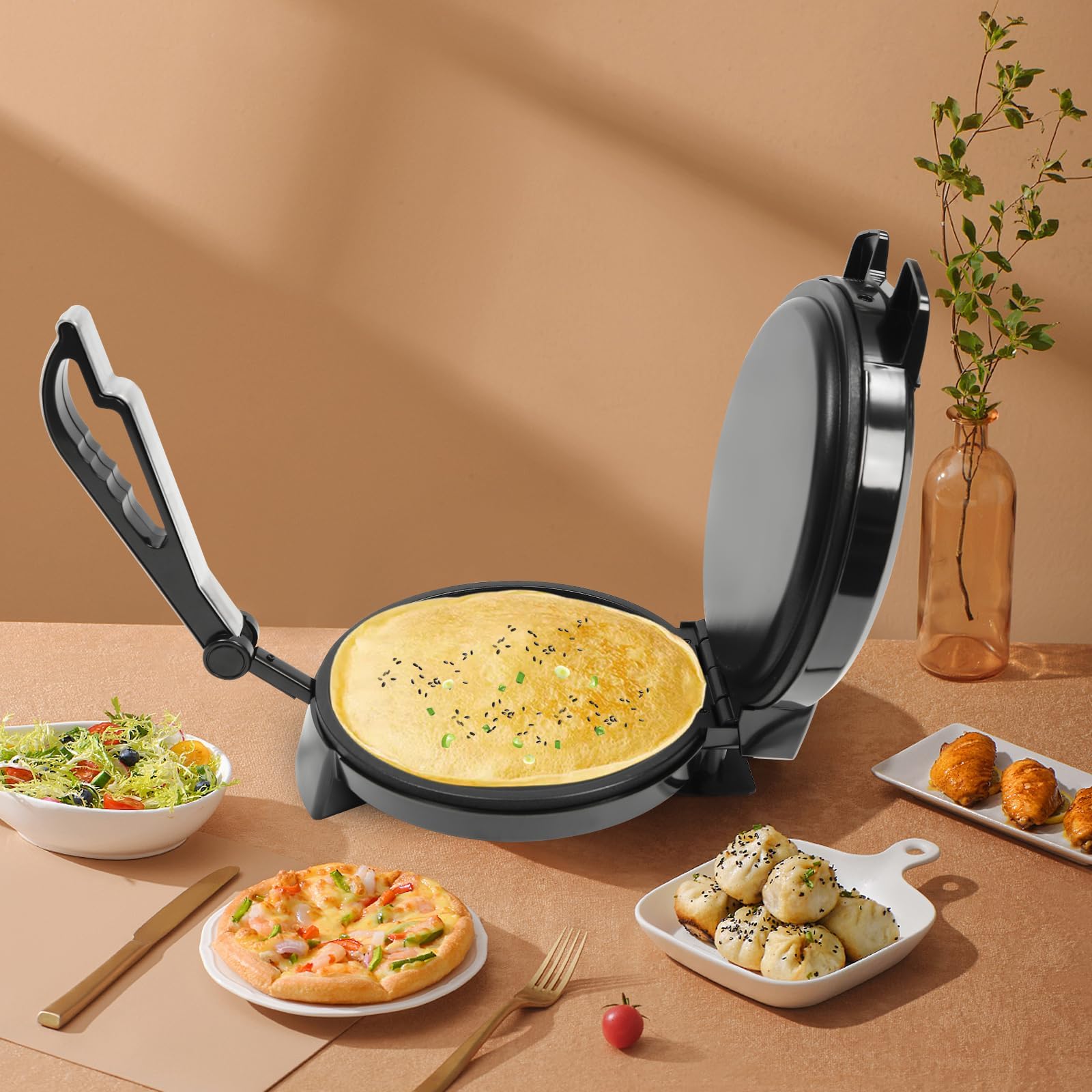 Tortilla Presse 26 cm aus Gusseisen Roti Maker aus Gusseisen Roti Press Machine Tortilla-Maker für Pfannkuchen Pan Cakes Omeletts Palatschinken