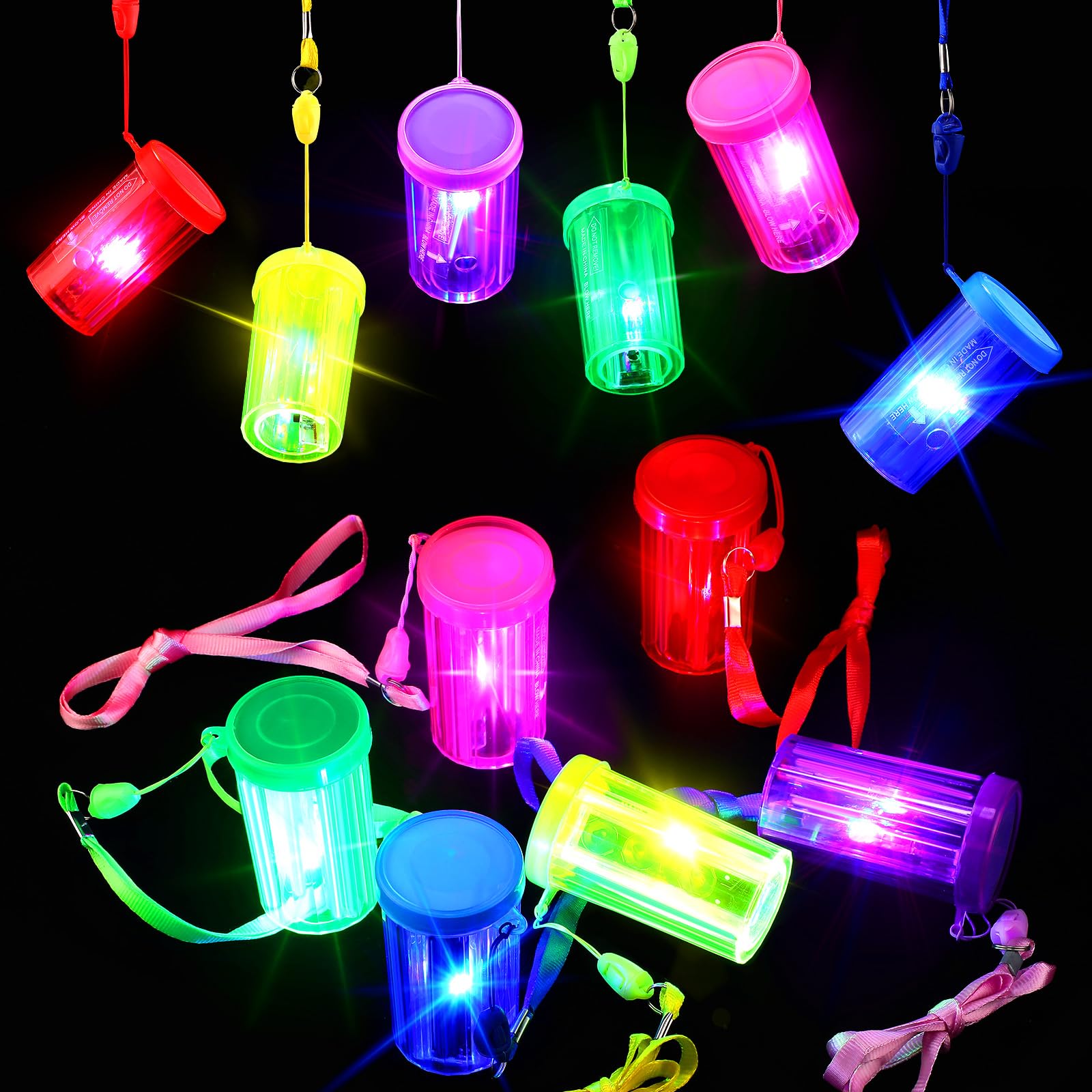 18 Pack Glow Mini Air Horns LED Light Up Noisemakers Blow Horn Noise Whistle Glow in the Dark Party Supplies Halloween Christmas Birthday Party Supplies Goodie Bag Fillers, 6 Colors