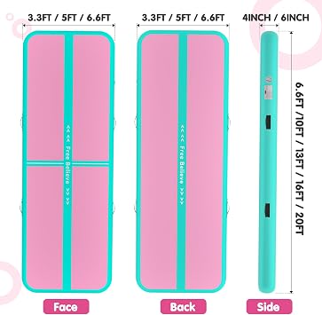 FINCOME Inflatable Gymnastics Mat Tumble Track Air Mats for Home with Pump