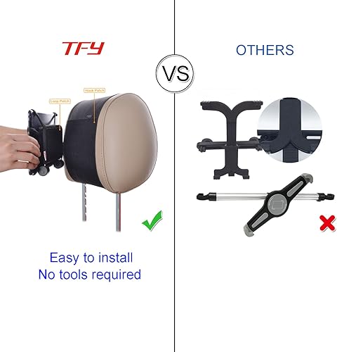 Miniatura 5 de TFY Soporte universal para reposacabezas de automóvil con red de sujeción de silicona compatible con teléfonos de 4.5 a 6 pulgadas y tabletas de 7 a