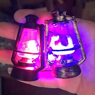 Jorzer Dollhouse Miniature Kerosene Lamp Retro Led Lantern Micro Landscape Crafts 2pcs Style2 Dollhouse Accessories