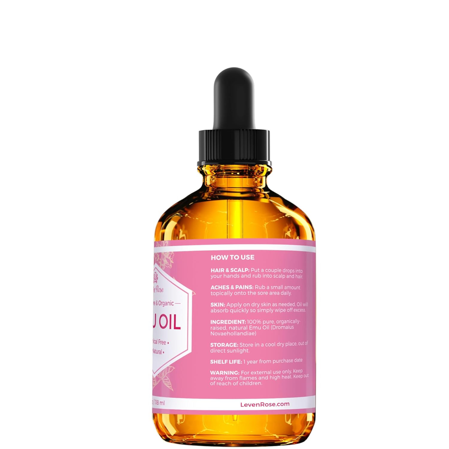 Leven Rose Pure Emu Oil for Skin 2oz - Image 2