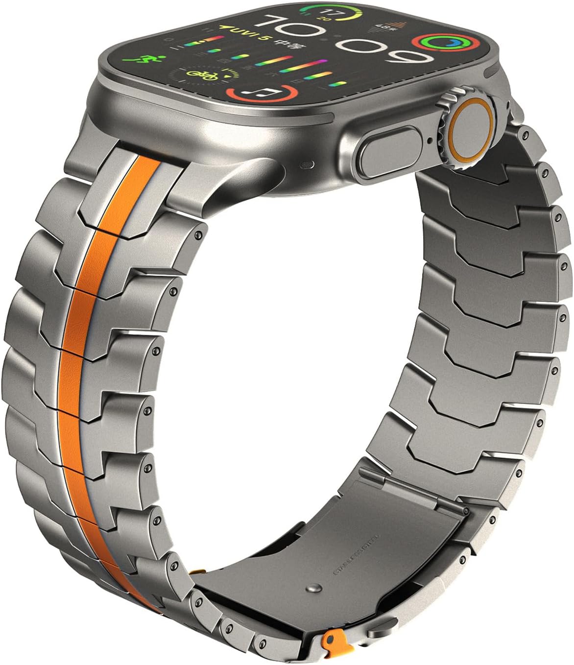 Titanium Band Compatible with Apple Watch Ultra 3/2/1 (49mm) & Series 11/10 (46/45mm) - Lightweight& Scratch-Resistant TA1 Titanium, Adjustable Replacement Strap with Folding Clasp