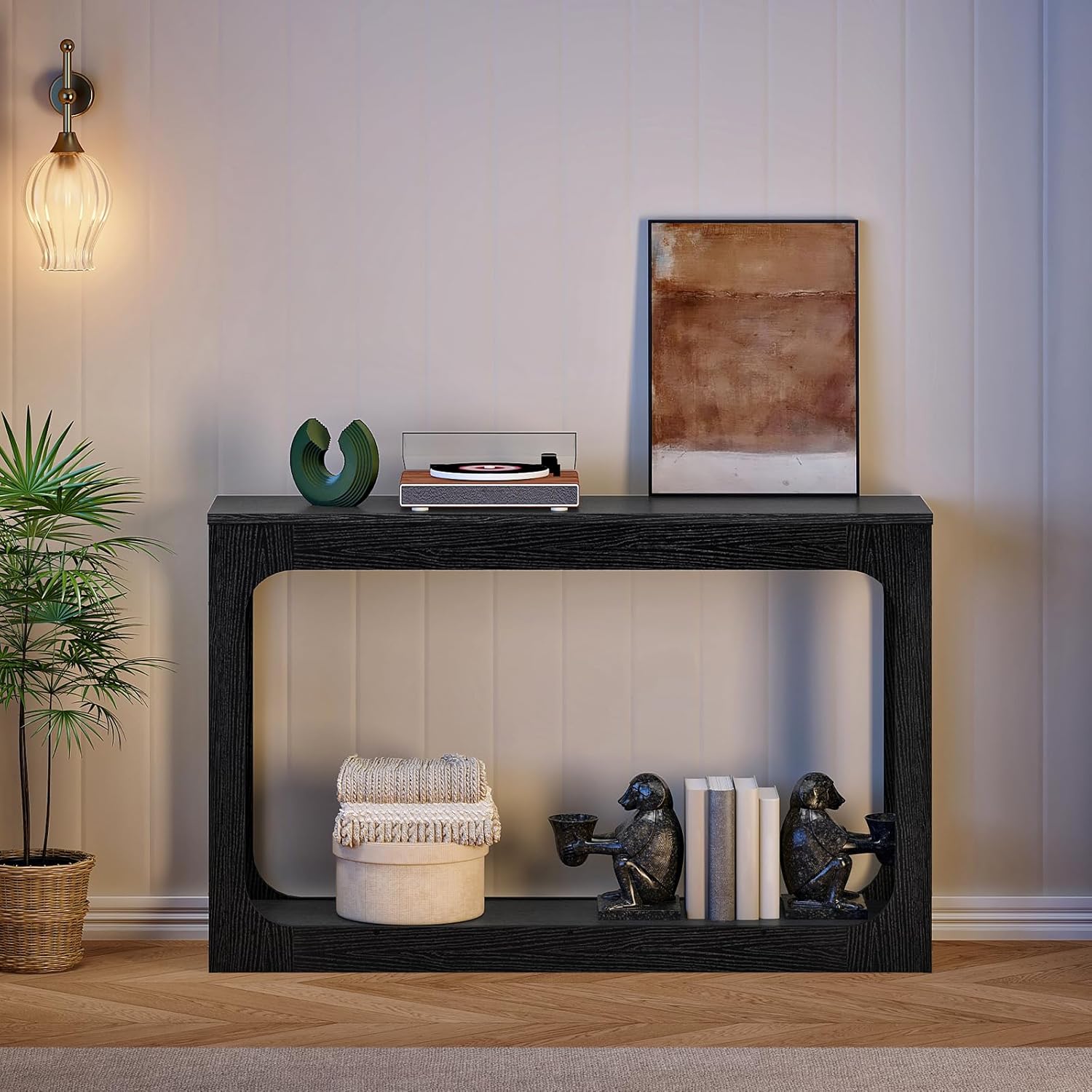 47.2" Long Console Table, Entryway Table, Hallway Table, 2-Tier Behind Couch Table, Corridor Decor Stand, Narrow Rectangular with Storage for Living Room, Entry, Hallway, Black MXG03BB - Image 3