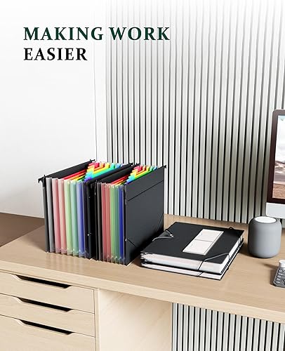 Miniatura 6 de Oterri Carpetas colgantes de plástico, carpetas colgantes expandibles para tamaño carta, organizador de archivos de acordeón con gran capacidad,