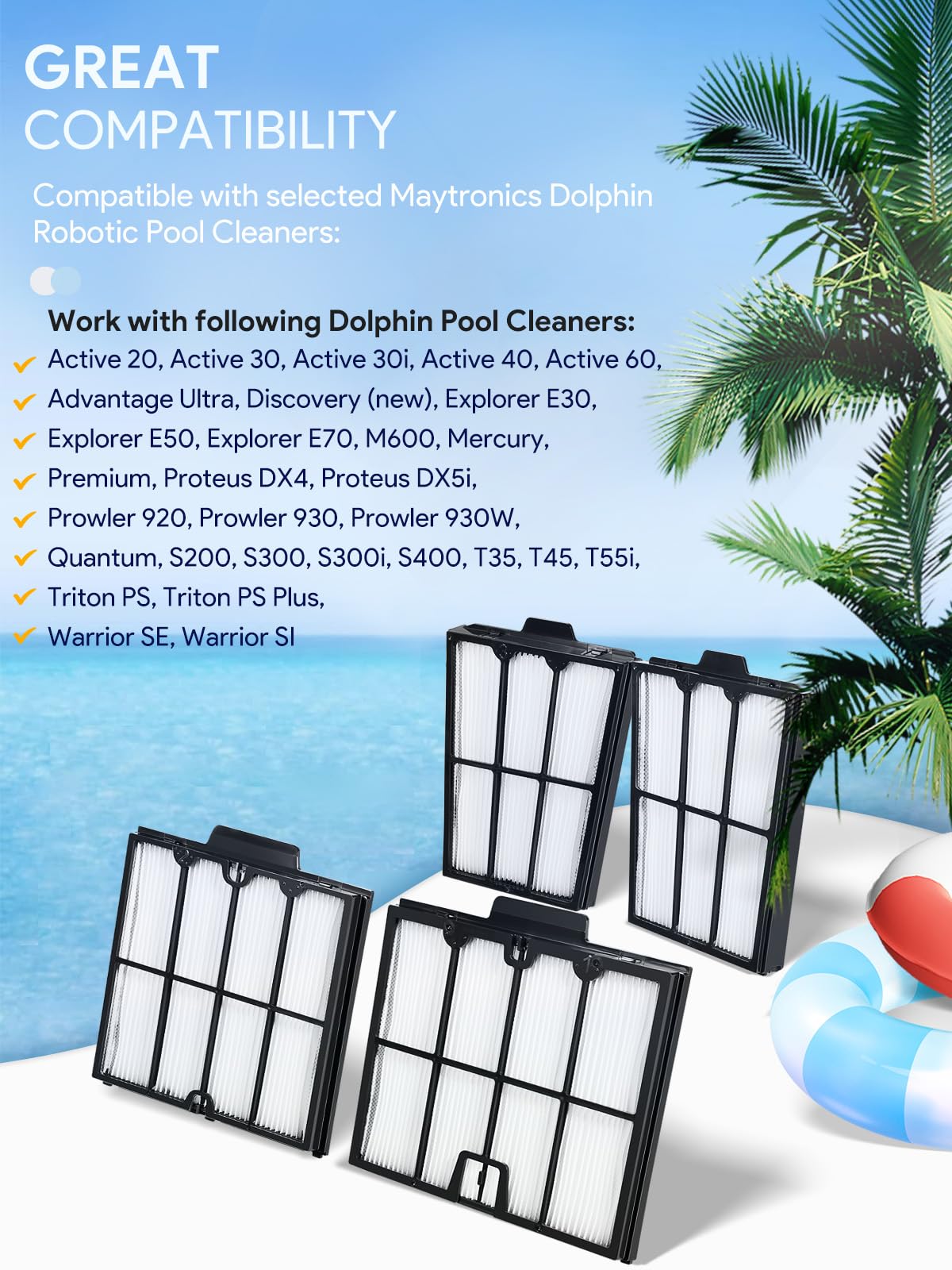 StarRing Ersatz-Luftfilter 4er Pack - Für Dolphin Poolroboter Active 20, E30, M600