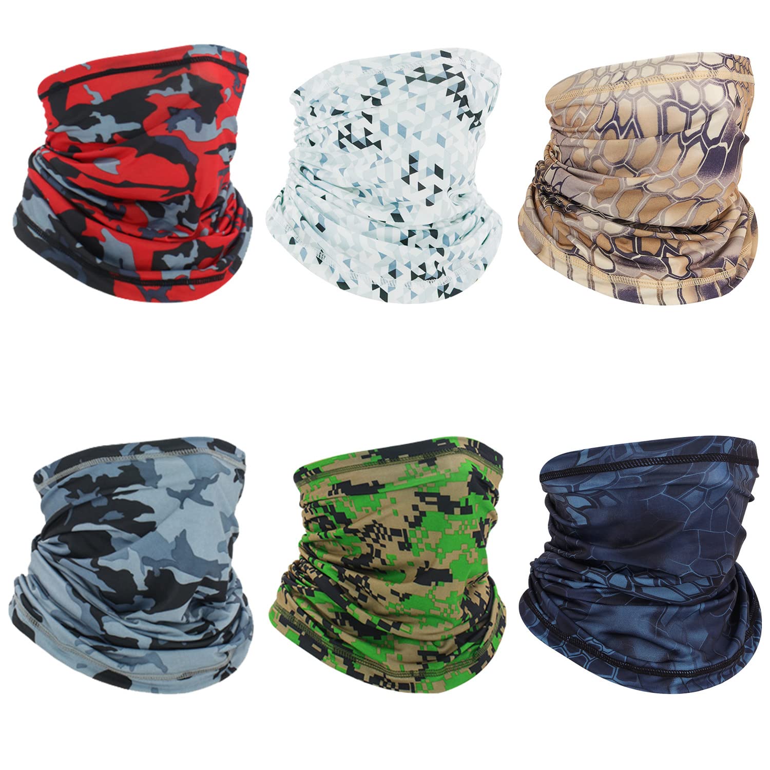 JING TAI DA6 Pack Neck Gaiter Fishing Mask Bandana Sun Wind Dust Protection UV Headwear Balaclava Scarf for Men Women Running, Hunting, Cycling, Motorcycling, Fishing, Hiking Navy