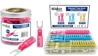 New Age America™ KableSeal™ 150pcs Heat Shrink Fork Terminals Kit & 250pcs Heat Shrink Spade Connectors Kit | Insulated & Water-Proof | Color Coded | Wide Applications