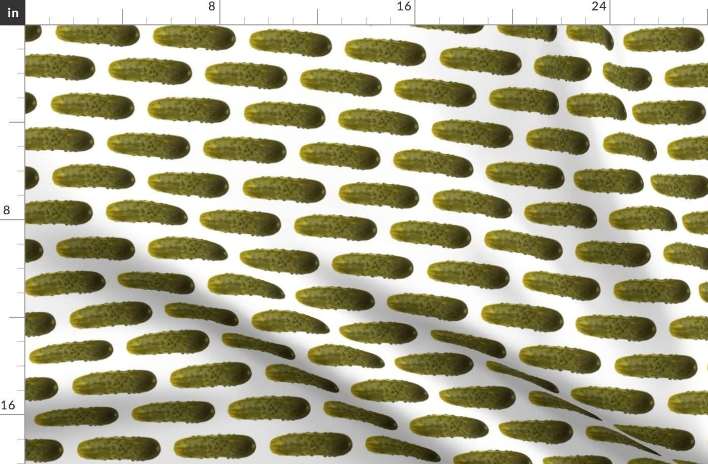 Spoonflower Fabric - Pickles Pickle Food Nature Whimsical Printed on Organic Cotton Sateen Fabric by The Yard - Sewing Quilting Apparel Home Decor
