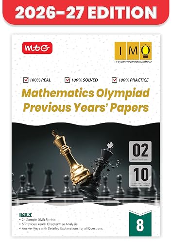 MTG IMO Olympiad 10 Previous Years Papers Class 8 Mathematics (2025-2021 Set A & B) - Model Test Papers with 24 Sample OMR Sheets | PYQ Book For SOF Olympiad 2026-27 Exam