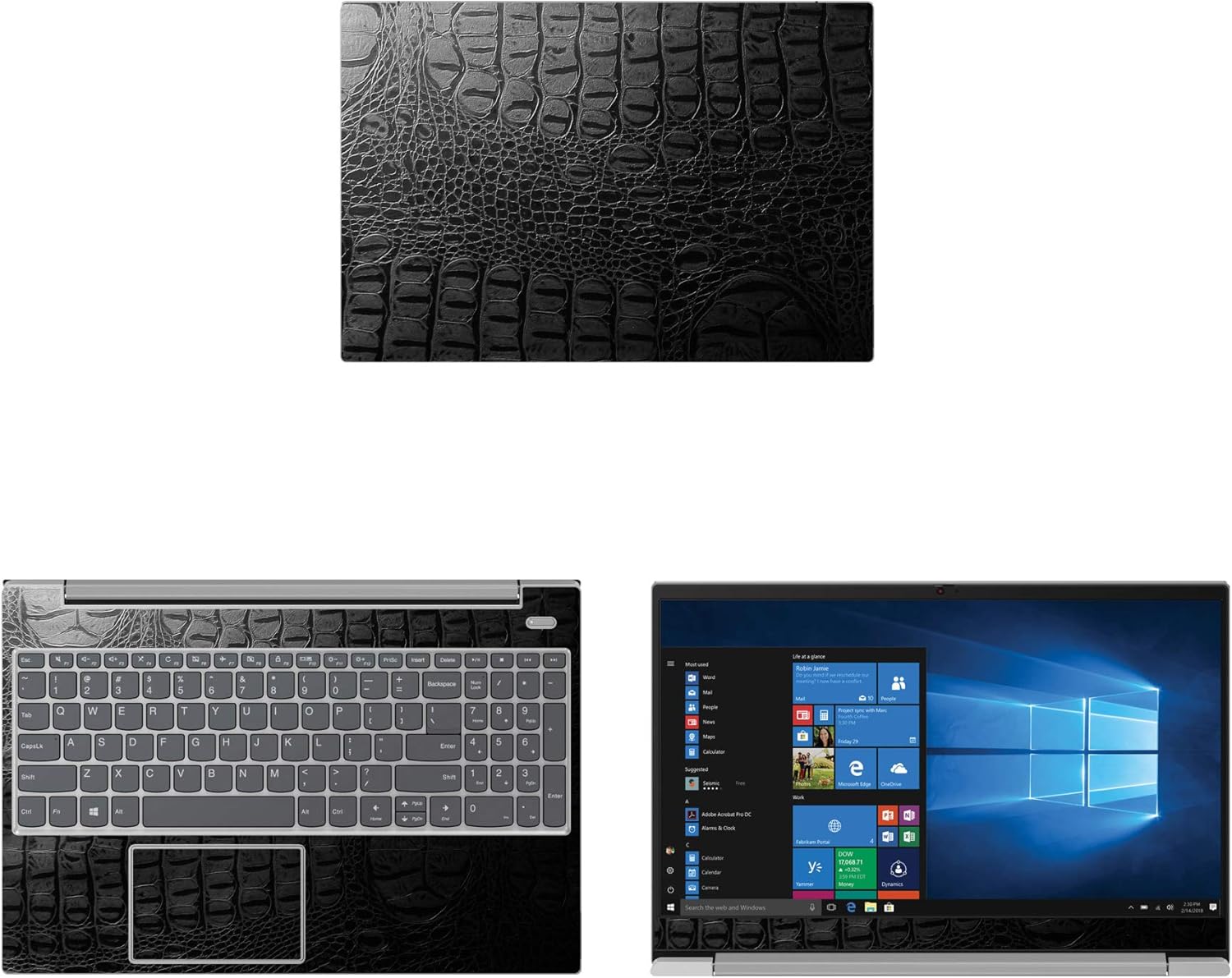 Decalrus - Protective Decal for Lenovo IdeaPad S340 (15.6" Screen) Laptop Crocodile Skin Pattern Texture Skin case Cover wrap CROlenovoIdeapad15_S340Black