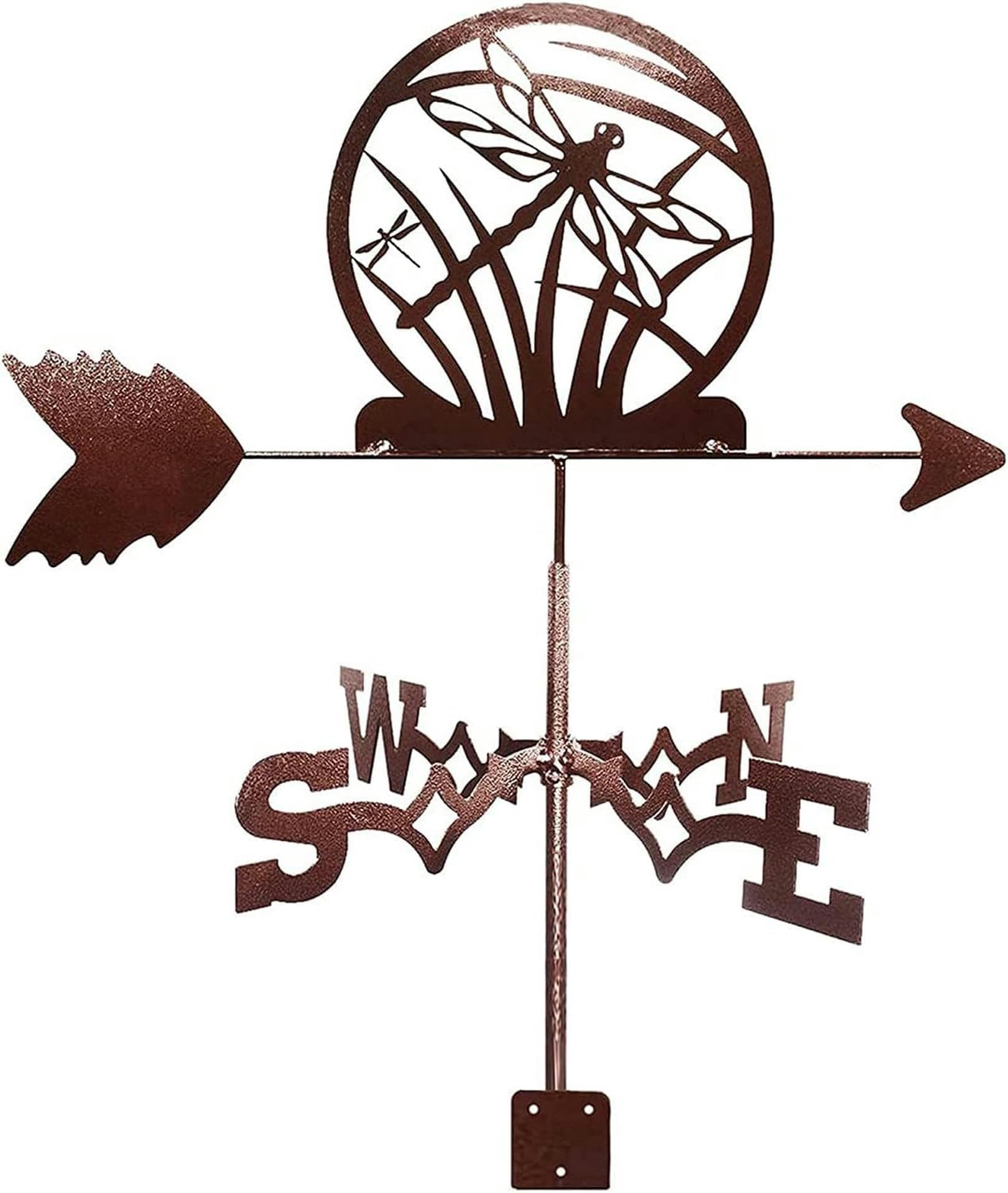 Wiatrowskaz Metalowa wiatrowskaz Vintage Black Weathervane Wskaźnik kierunku wiatru Narzędzie pomiarowe wiatrowskazu do dekoracji wybiegu na dachu ogrodu na zewnątrz