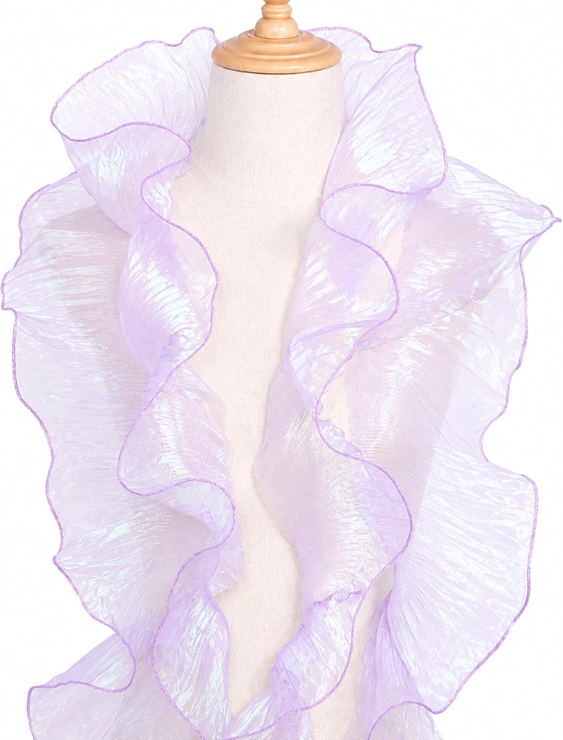 Ruffle Ribbon 5 Yards Jellyfish Tentacles Trim Pleated Organza Fabric for Mermaid DIY Crafts Sewing Dress Skirt Decoration (White, Small (177x5.5 inch))