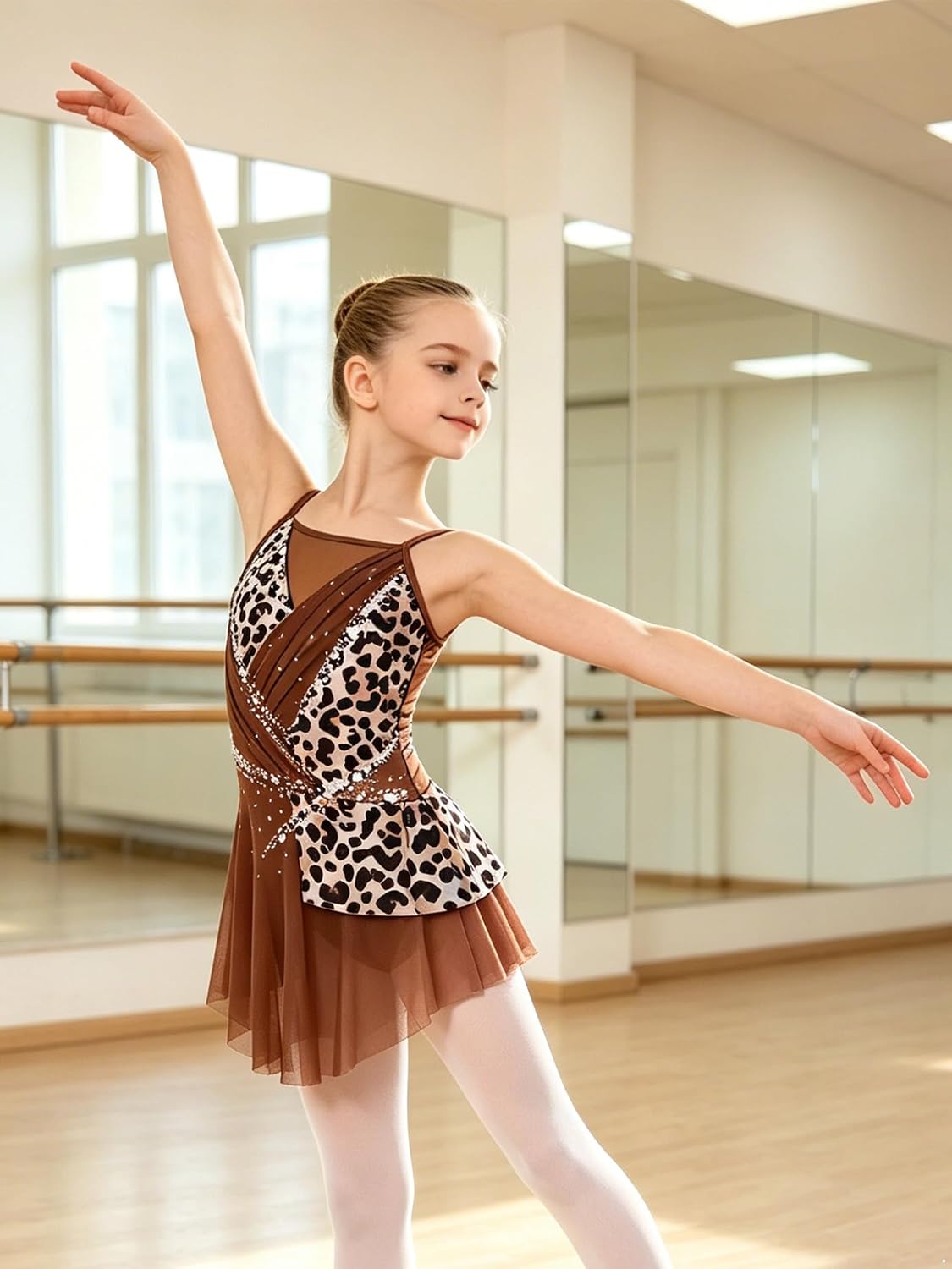 Loyan Figure Ice Skating Dress Skating Skirted Leotard for Girls