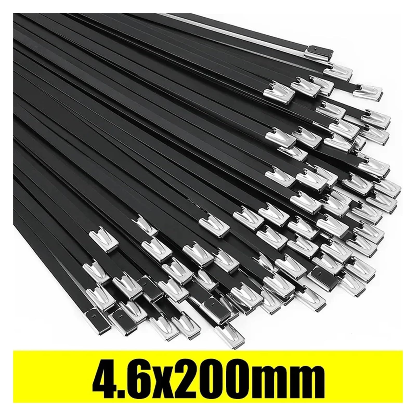 Fascetta metallica in acciaio inossidabile Fascette metalliche autobloccanti Cavi regolabili in acciaio inossidabile Anelli di fissaggio for ufficio domestico 15/20/25/30 cm(4.6x200mm,120PCS)