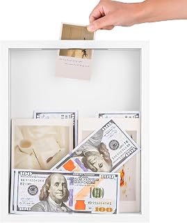 8x10 Travel Shadow Box Display Case Frame Memory Box Shadow Boxes with Slot on Top for Tickets Drink Beer Caps Movie Sporting Events Concert Stubs Travel Gifts(White)