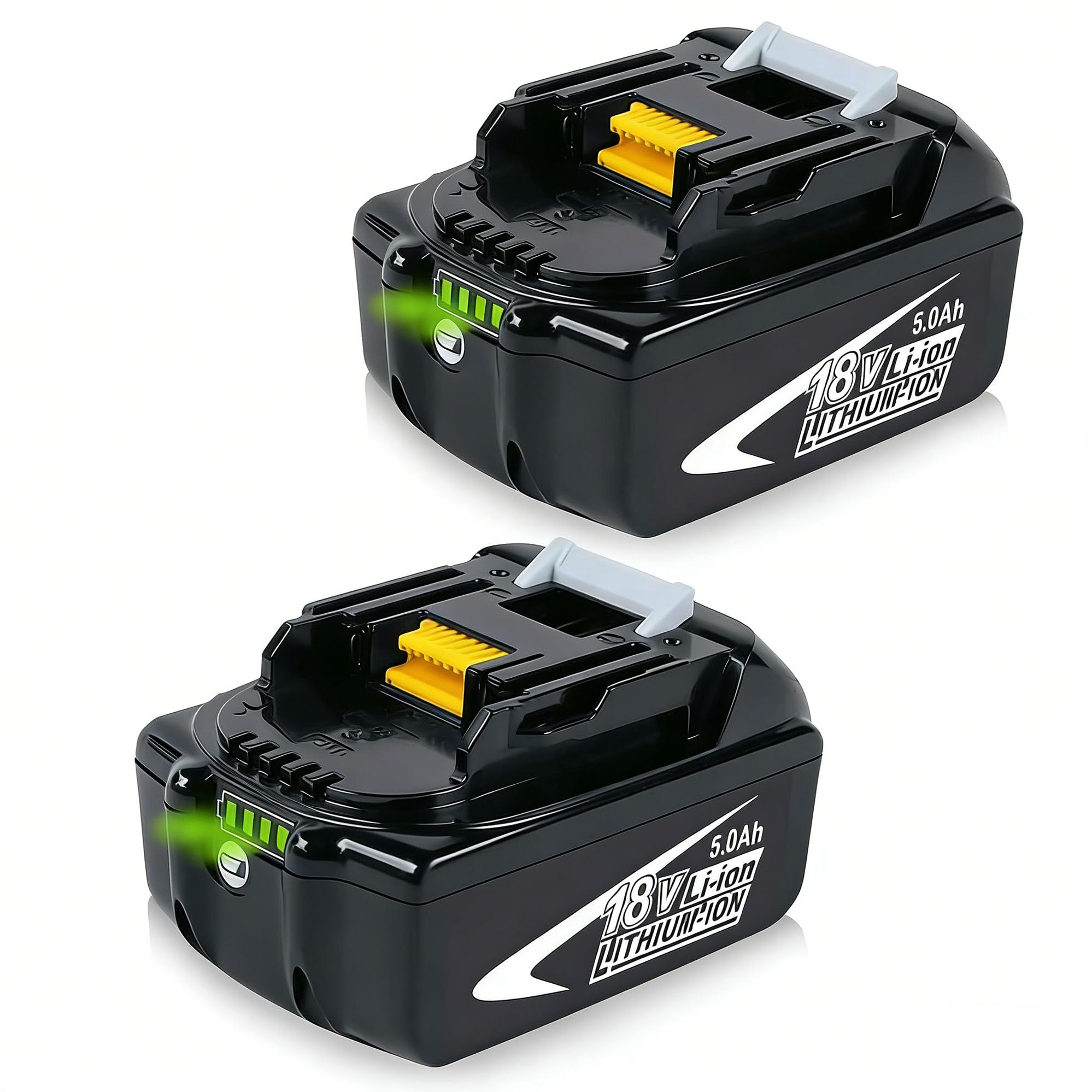 Lot de 2 batteries de rechange, BL1850B, 5000 mAh, 18 V, compatibles avec Makita BL1850, BL1860B, BL1830 B, pour tondeuse à gazon Makita DLM431Z, DLM380Z, DUC353Z, DHR171Z, DHP482Z