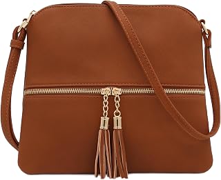 DELUXITY DELUXITY Lightweight Medium Crossbody Bag with Tassel