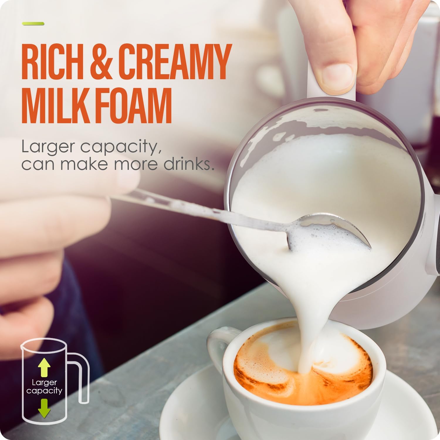 Puldoum Milk Frother Capacity and Fill Lines