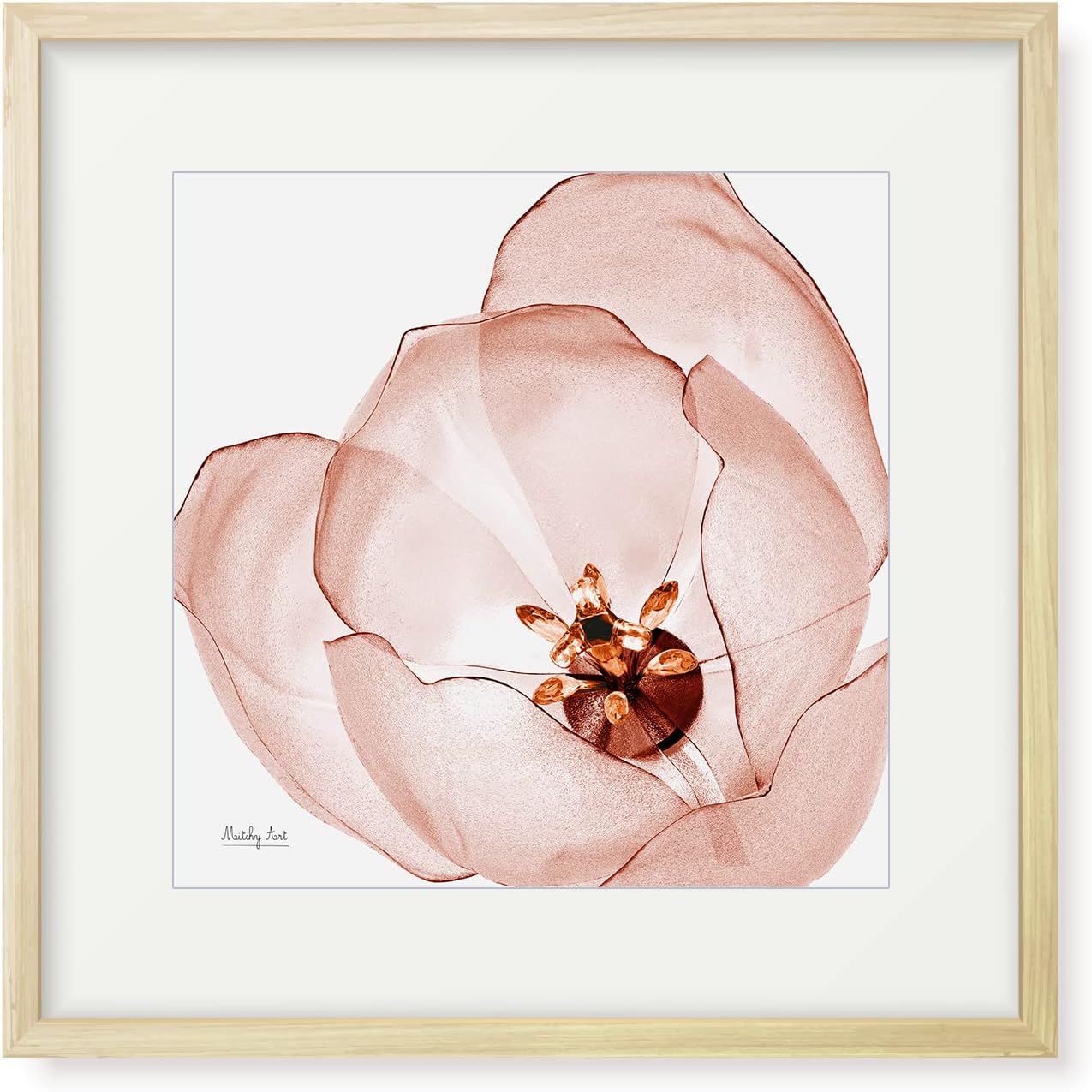 絵画「クリスタルチューリップ」インテリア 絵 花 アートパネル 額入り(縦32cm x 横32cm) ね