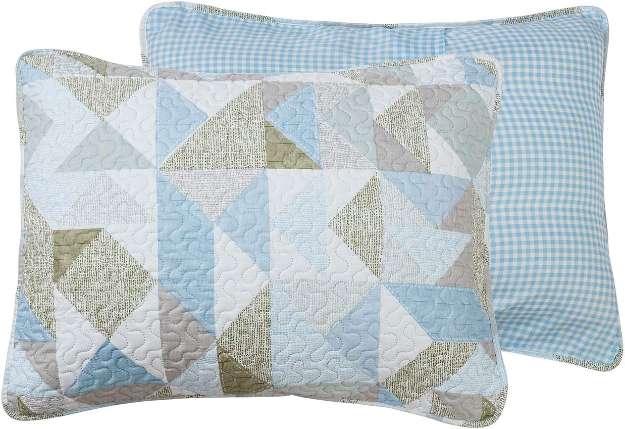 Bejimd Reversible Microfiber Quilt Set 3-Piece King Size - Printed, Lightweight & Hypoallergenic All-Season Ultrasonic Bedspread Coverlet Set (Included 1 Quilt, 2 Shams)