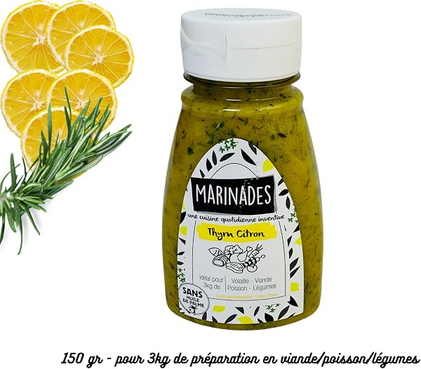 Sauce marinade prête à l'emploi à base d'huile pot de 150g pour 3kg de préparation (thym citron) - 2