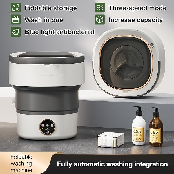 Portable Washing Machine 20L âSmall Foldable Washer with Spin Basket, 3 Mode Deep Clean â Mini Laundry Machine for Travel, Dorms, Camping, Ideal for Baby Clothes, Underwear, Socks Gray - 5