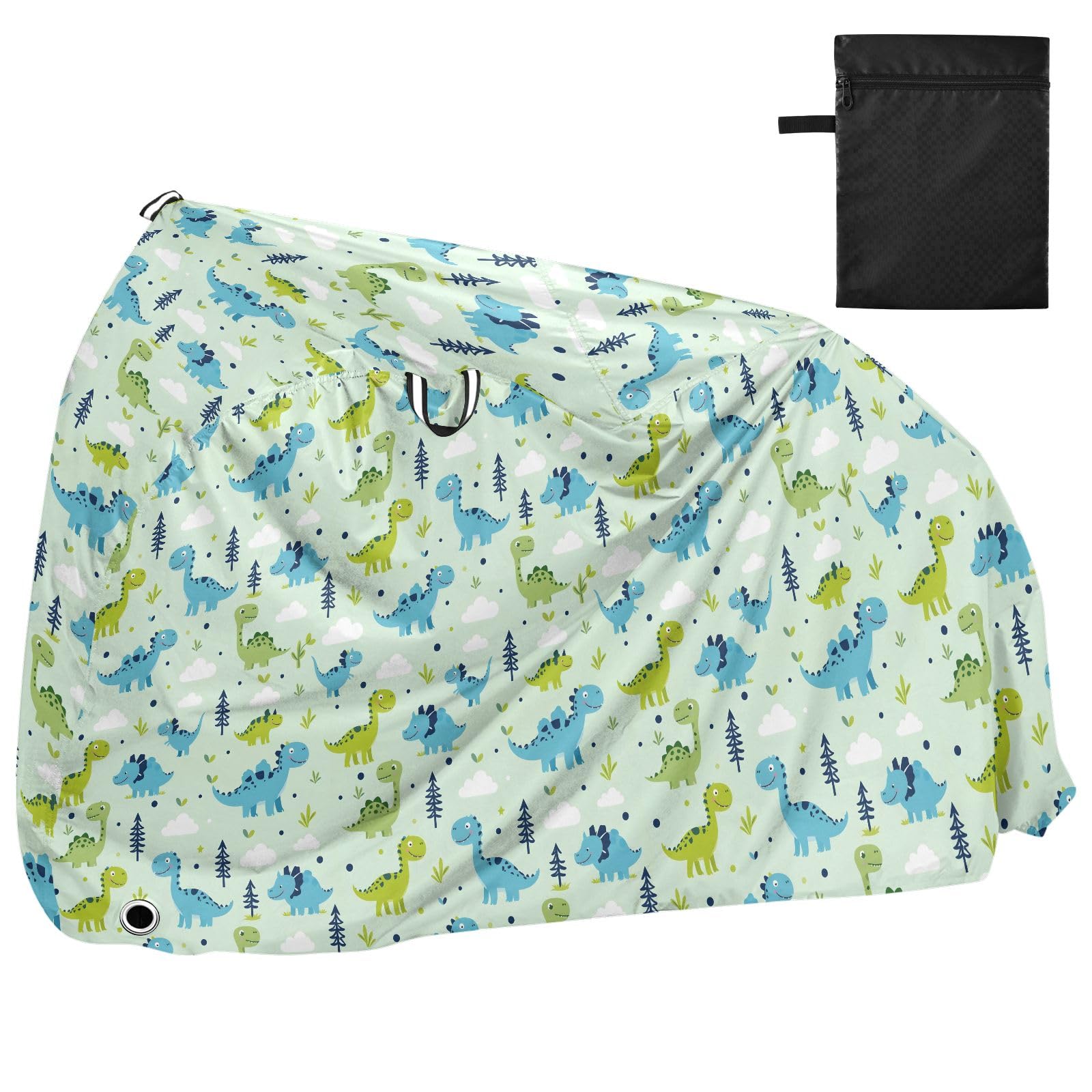 Pokrowiec na rower, wodoodporny, outdoorowy, rowerowy, motorower, wytrzymały, wiatroszczelny, ochrona przed słońcem, do roweru górskiego, szosowego, dinozaurów, chmur, trawy, kreskówkowego wzoru