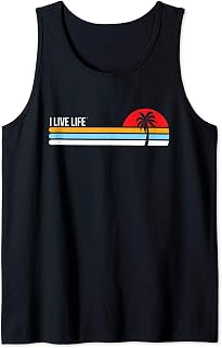 Palm Tree Pop Energy Style Tropical Beach Sunset I Live Life Tank Top