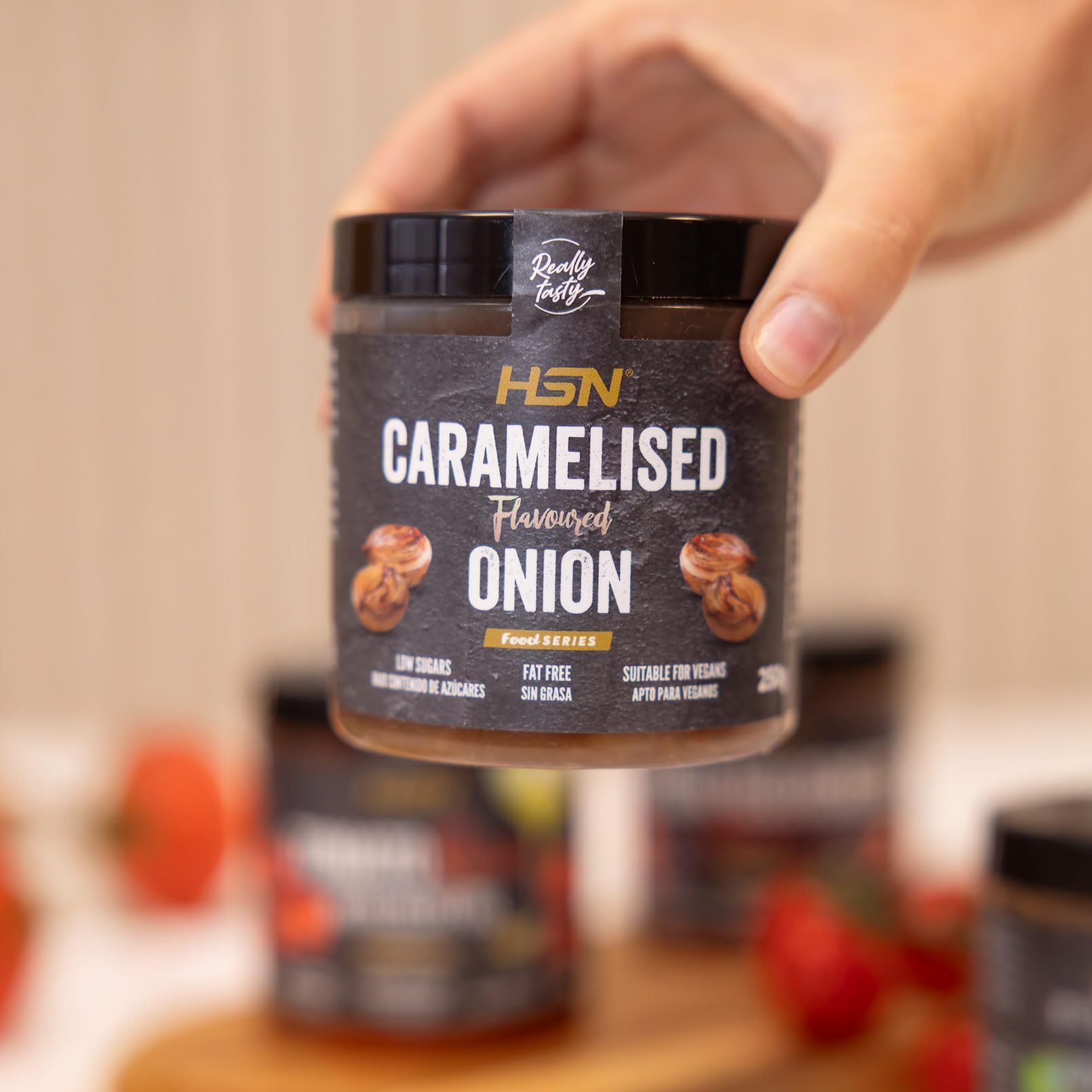HSN Cebolla Caramelizada HSN | Pack 3 Unidades de 250g | Receta Baja en Azúcar Estilo Fit| Sin Colorantes, Endulzantes ni Conservantes Artificiales| Apto Dietas Veganas, Keto y Sin Gluten