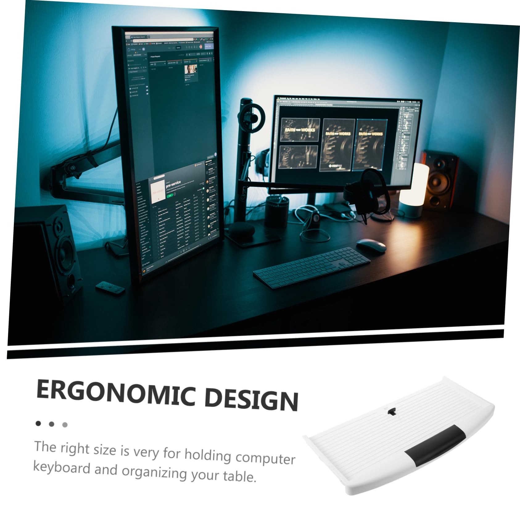 Bandeja de teclado ajustable para debajo del escritorio, soporte deslizante para teclado extraíble de oficina, ahorro de espacio, accesorios más bonitos de fácil instalación