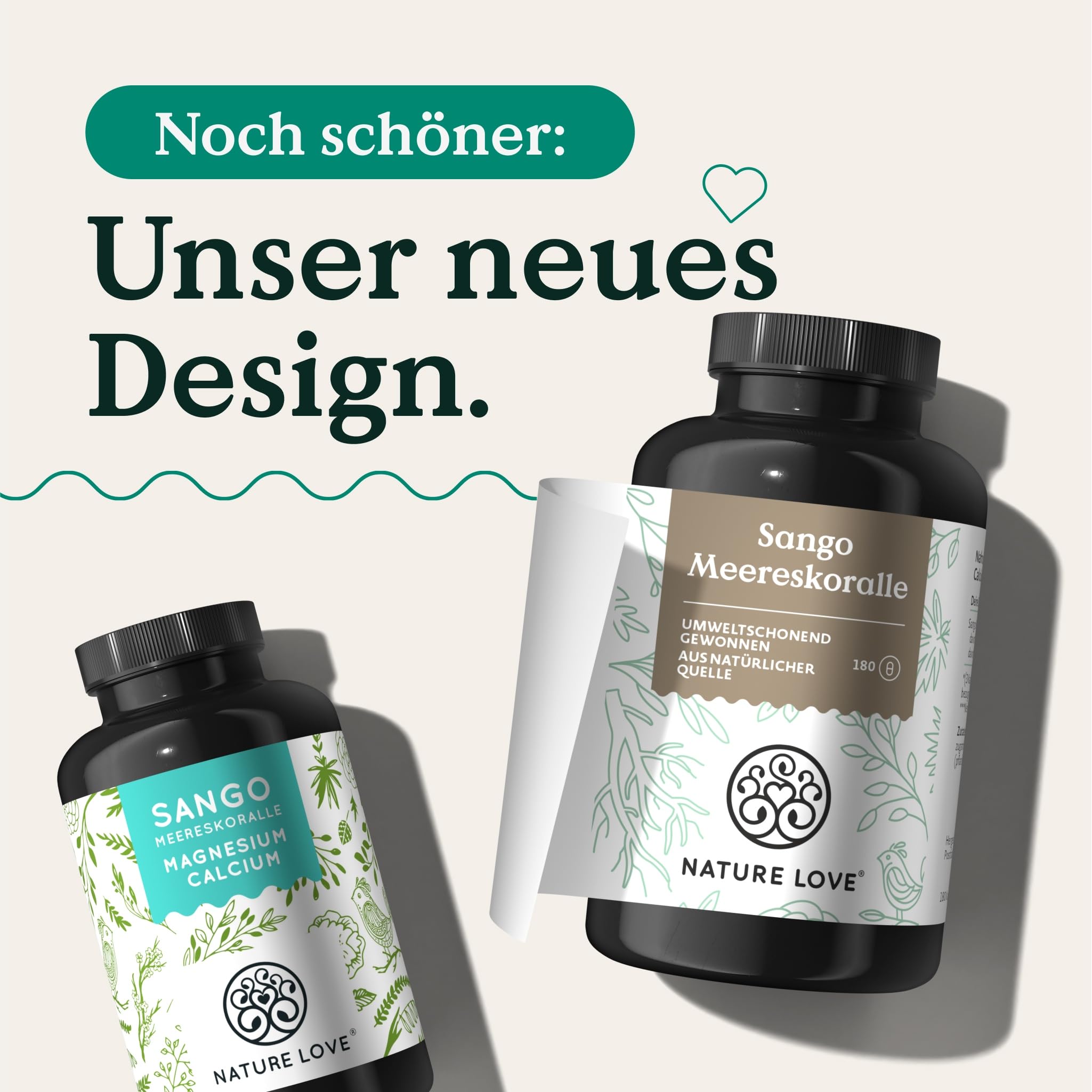 NATURE LOVE® Sango Meereskoralle - 180 Kapseln - Natürliche Quelle für Calcium (20%) und Magnesium (10%) im körpereigenen Verhältnis von 2:1 - laborgeprüft und in Deutschland produziert.