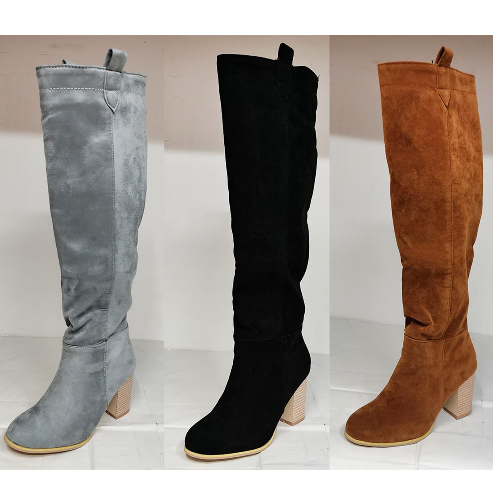 Botas de Invierno Mujer Botines de Mujer Botas para hasta la Rodilla tacón Grueso Zapatos Retro para