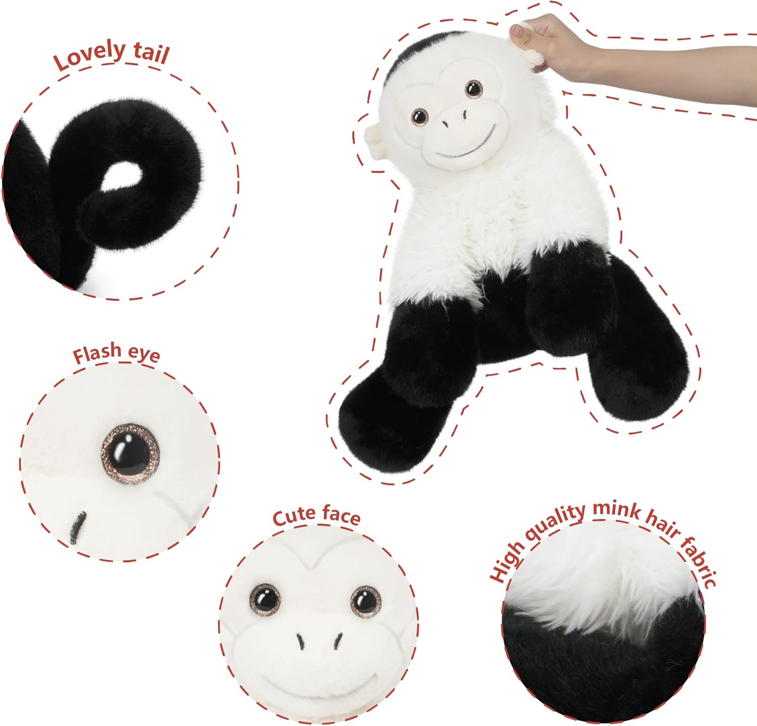 Niuniu Daddy 14" | 3.5 Pound Monkey Weighted Stuffed Animal for Kids Adults, Heavy Capuchin Monkey Pillowfort Plush Toys, Weighted Beads for Stuffed Animals Body Pillow for Birthday Holiday Christmas - Image 5