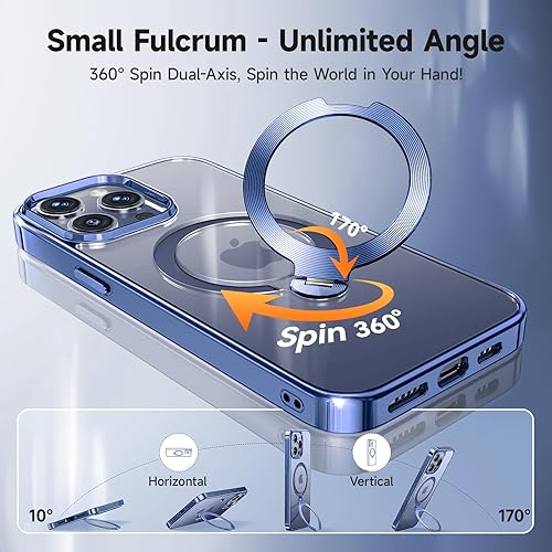 Miniatura 2 de Protección Tri-Shield Funda para iPhone 15 Pro Max con soporte giratorio de 360 compatible con MagSafe anillo magnético de CD protector de pantalla