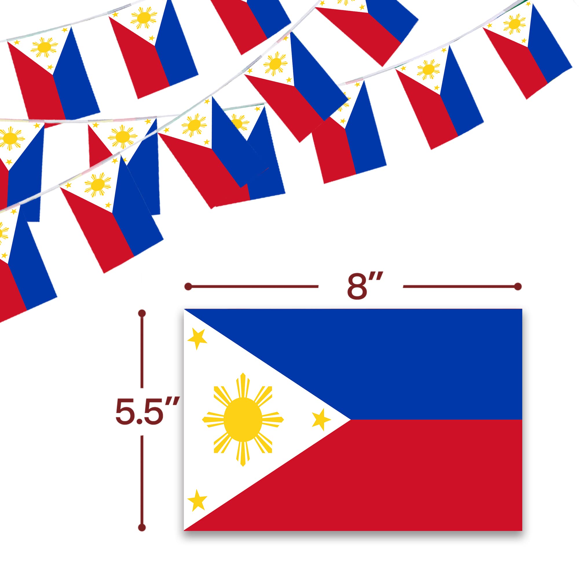 Anley Philippines String Flag Pennant Banners, Patriotic Events 12th of June Independence Day Decoration Sports Bars - 33 Feet 38 Flags - Image 3