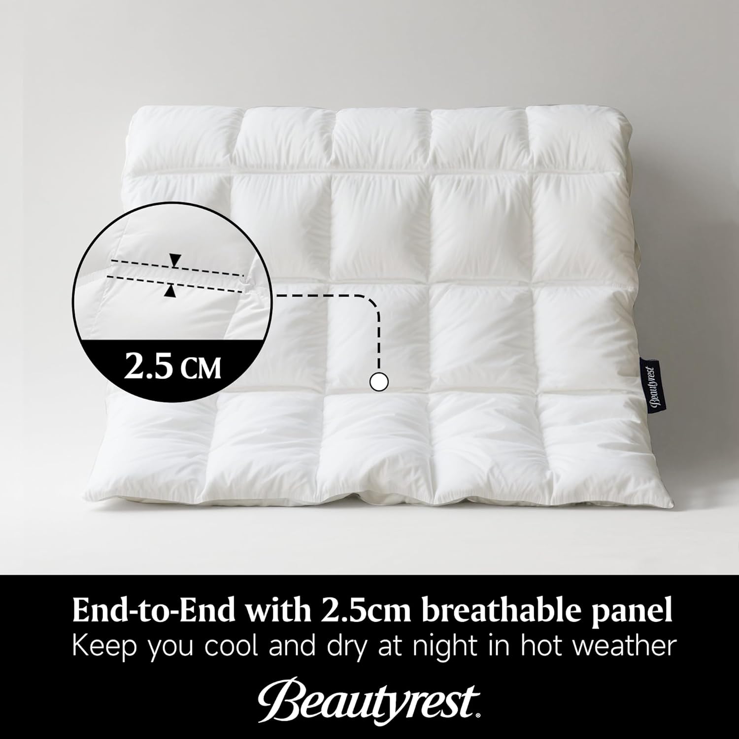 Beautyrest Goose Down Fiber Comforters Queen Size, Lightweight Blanket/Duvet Insert for Summer and Hot Sleepers, 100% Cotton Fabric, 8 Corner Tabs, Hotel Collection Down Fiber Blanket, 90x90 Inch