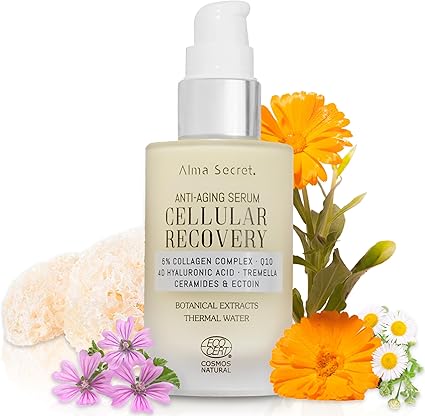 ALMA SECRET | Sérum facial Antiedad CELLULAR RECOVERY – Función Barrera Oil-Free + Colágeno, Ácido Hialurónico 4D, Ectoína y Hongo Tremella – Vegano, ECOCERT COSMOS NATURAL– 50 ml