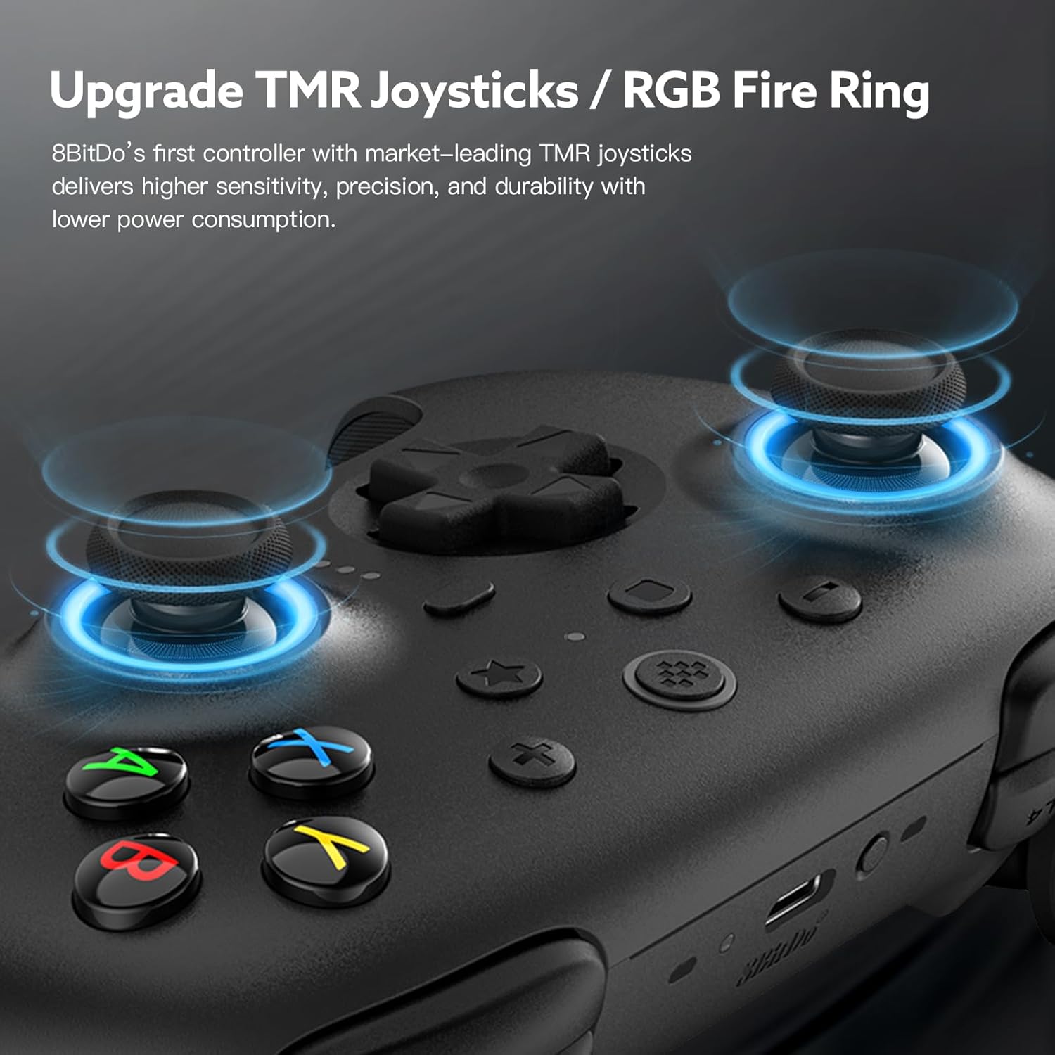 8Bitdo Ultimate 2 Wireless 2.4G Controller (TMR Joystick Update), Star-Ring RGB Lights, Adjustable Trigger Locks, Gamepad with Charging Dock for Windows PC, Android (Black)