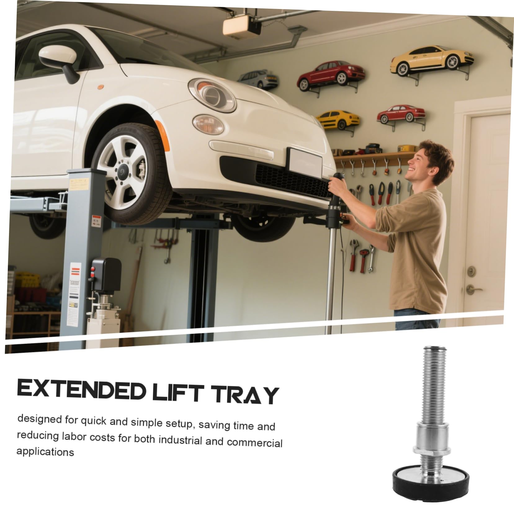 Accesorios para Elevador Bandeja Protectora Extendida de Goma para Elevadores de Automóviles Superficie Antideslizante de Metal y Goma Resistente para Uso Industrial y Comercial