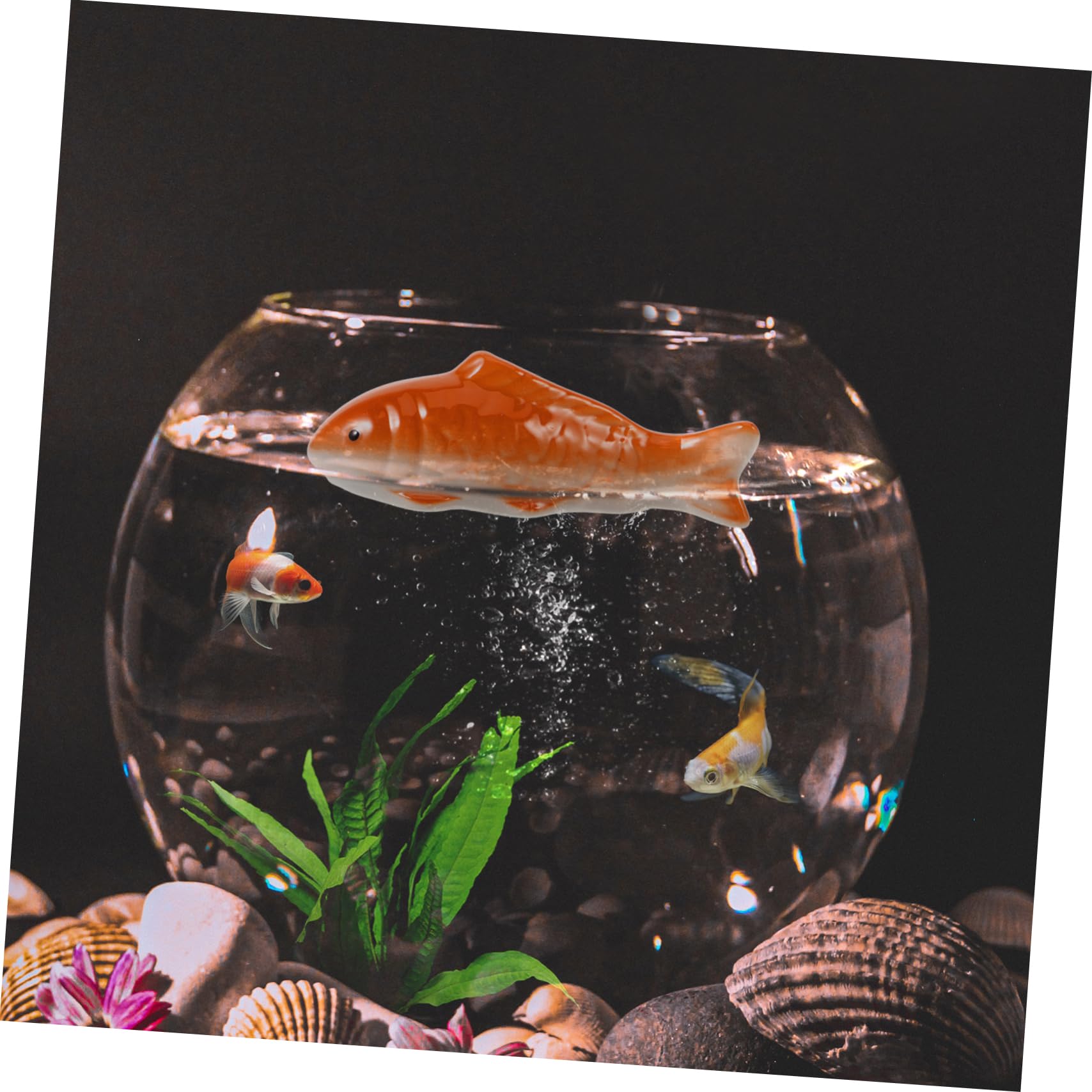 Cabilock 5 Piezas Decoración de pecera de cerámica. Decoración de peceras Adorno de Acuario Peces de Acuario flotantes Figura de de Porcelana Decoraciones de Ranas Animal Adornos