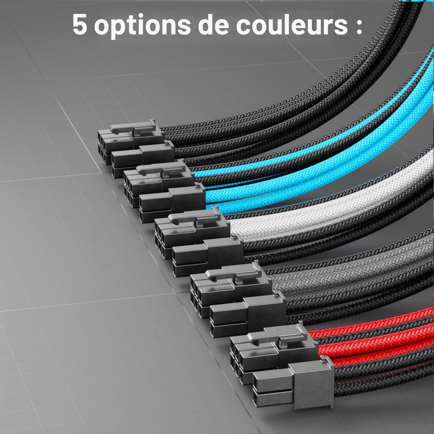 deleyCON 6+2 Pins PCI Express GPU Carte Graphique Câble D'alimentation Rallonge 30cm - 18 AWG PSU PC Ordinateur Alimentation Électrique Nylon Mâle à Femelle - Noir Bleu