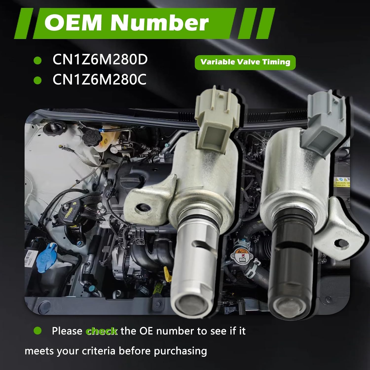 2 Pcs Exhaust Intake Engine Variable Valve Timing Vvt Solenoid Camshaft Position Actuator L3 L4 1.5L 1.6L Compatible with Ford Escape Fiesta Fusion Transit Connect 13-21 Replaces CN1Z6M280D CN1Z6M280C