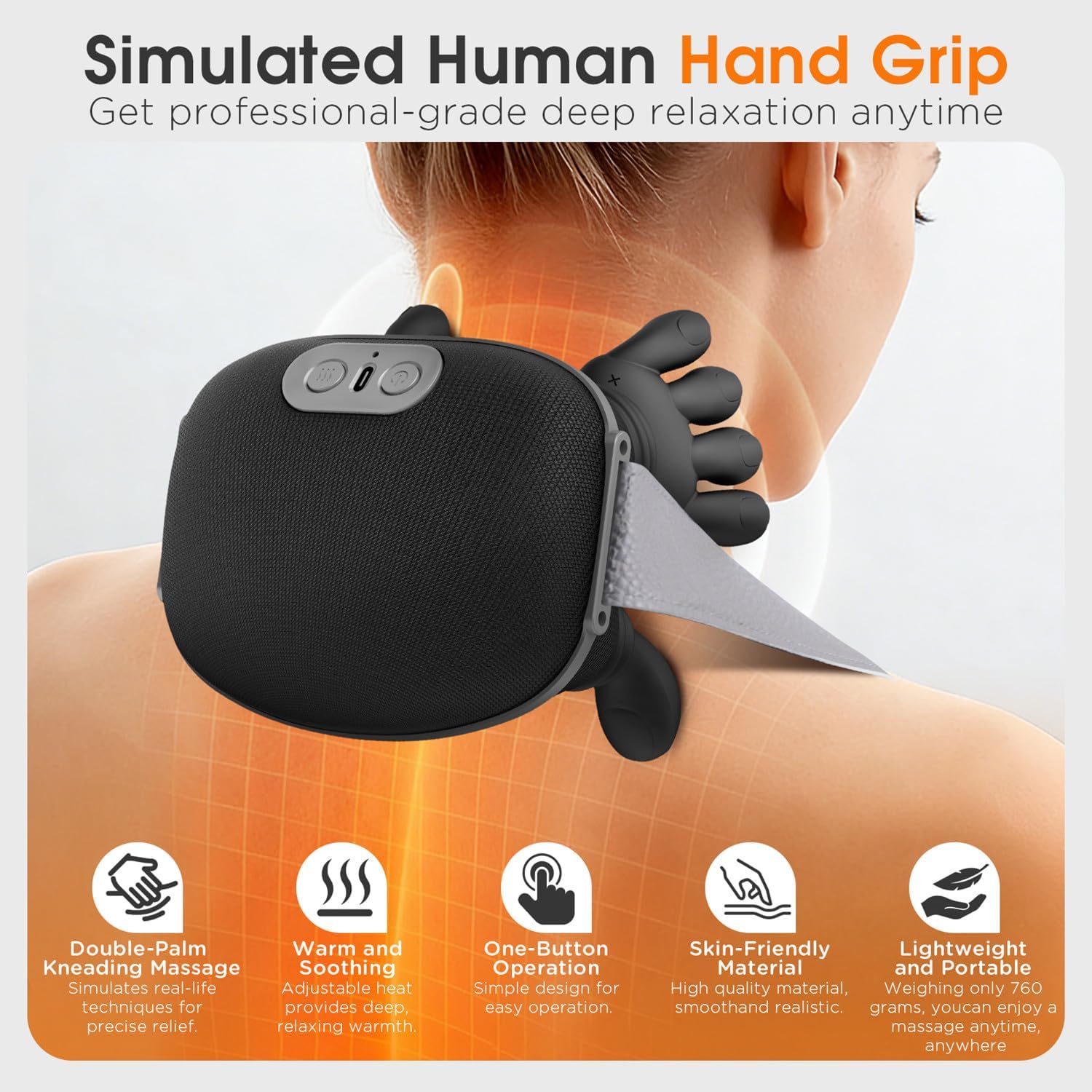 Bionic Neck Massager with Heat,Massager 4D Kneading Massager for Body Muscle Pain Relief,Deep Tissue Neck and Shoulder Massager,Gifts for Men Women Neck Relaxation